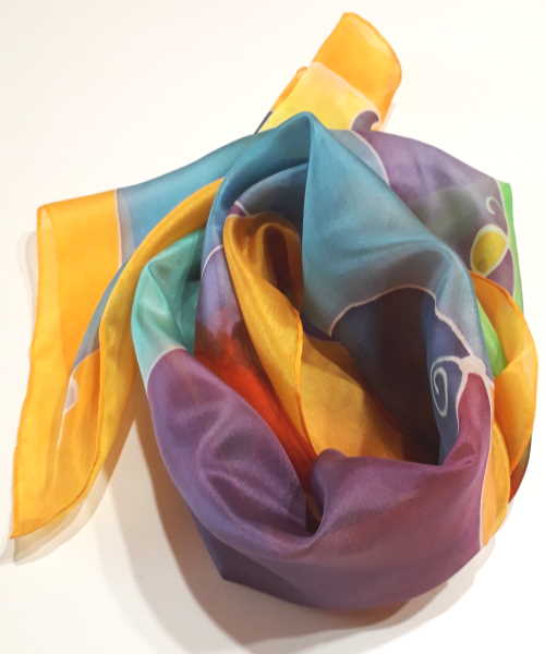 AstroGold hand-painted pure silk scarf