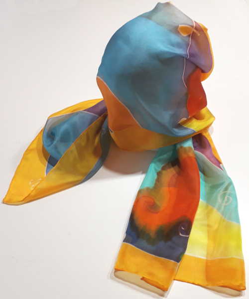 AstroGold hand-painted pure silk scarf
