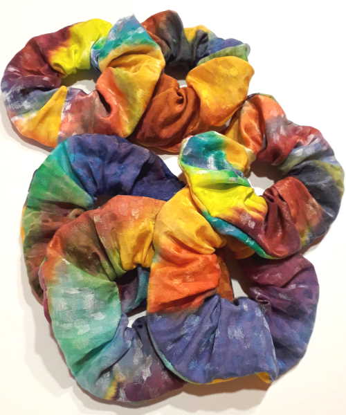 Sky hand-painted pure silk scrunchie